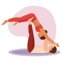 isolato paio di persone fare yoga esercizi vettore illustrazione