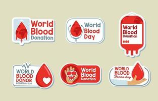 raccolta di adesivi per la giornata mondiale del sangue vettore