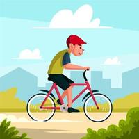 un uomo in bicicletta illustrazione di attività all & # 39; aperto vettore