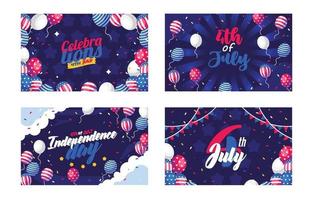 4 luglio giorno dell'indipendenza card design typohraphy vettore