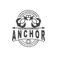 ancora logo, oceano nave vettore, semplice minimalista disegno, ancora icona, spartano, oceano, simbolo modello illustrazione vettore