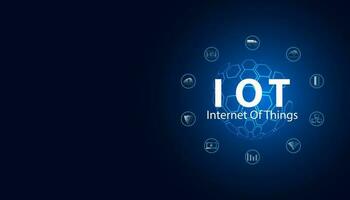 astratto tecnologia futuristico concetto Internet di cose digitale cerchio IoT icona Infografica su moderno blu sfondo vettore