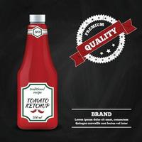 illustrazione realistica di vettore della composizione pubblicitaria della salsa di ketchup