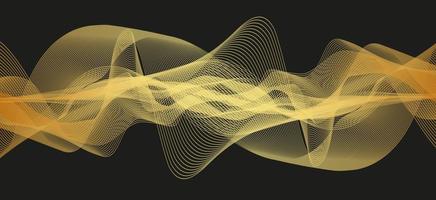 tecnologia di sfondo dell'onda sonora d'oro e concetto del diagramma delle onde del terremoto vettore