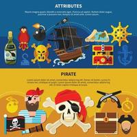 pirata cartoon banner set illustrazione vettoriale