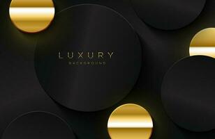 sfondo moderno a strati in oro e stile di lusso con composizione a forma di cerchio design minimalista nero e oro vettore