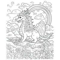 carino Drago colorazione libro pagine vettore