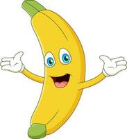 carino Banana cartone animato sorridente. cartone animato carino frutta portafortuna illustrazione vettore