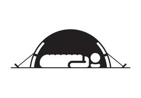 uomo addormentato dentro tenda icona vettore