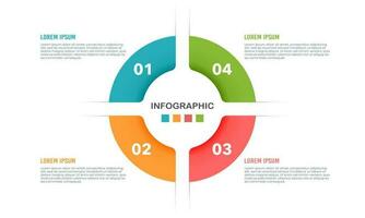 Infografica cerchio 4 passaggi o opzioni per successo. pianificazione, strategia, marketing. vettore illustrazione.