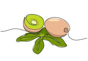 Kiwi continuo uno linea disegno, frutta vettore illustrazione.