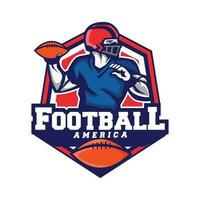 semplice retrò americano calcio logo design modello. con rosso e blu colore combinazione vettore