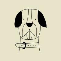 divertente ritratto di un' cane nel scarabocchio stile con il suo lingua sospeso su e un' collare. vettore illustrazione