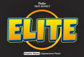 elite testo effetto con arancia grafico stile e modificabile. vettore