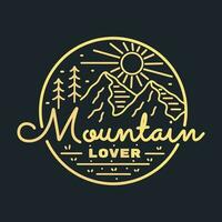 montagna amante campeggio all'aperto distintivo t camicia etichetta vettore illustrazione