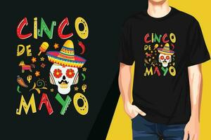 cinco de mayo t camicia disegno, o messicano festivo t camicia design vettore