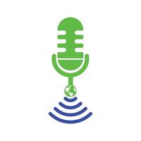 Wi-Fi Podcast microfono icona verde e blu colore vettore design.
