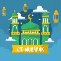 sfondo della moschea di eid mubarak vettore