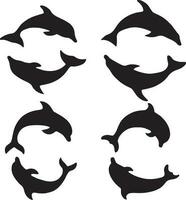 delfini silhouette icona impostato vettore illustrazione