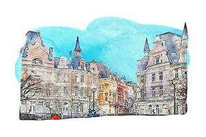 architettura zurenborg Belgio acquerello mano disegnato illustrazione isolato su bianca sfondo vettore