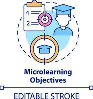 microapprendimento obiettivi concetto icona. micro apprendimento modulo astratto idea magro linea illustrazione. mirati informazione. isolato schema disegno. modificabile ictus vettore