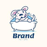 Modello di progettazione di logo della soluzione di sanità dell'animale domestico del lavaggio del cane retro vettore