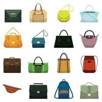 femmina pelle borse e maschio accessorio. colorato borsetta Accessori, bellezza borse e borsa modello collezione vettore
