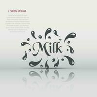 latte spruzzo spray vettore icona nel piatto stile. latte bevanda illustrazione sfondo. latteo onda concetto.