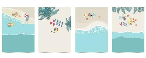 cartolina da spiaggia con sole, mare e cielo durante il giorno vettore