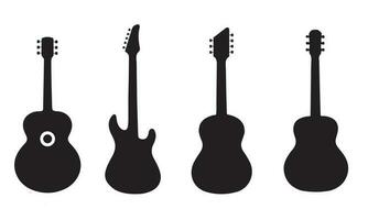elettrico chitarra nero su bianca sfondo silhouette vettore illustrazione design