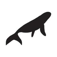 balena, nero silhouette oceano animale. vita marina nel scandinavo stile su un' bianca sfondo. grande per manifesto, carta, abbigliamento Stampa. vettore illustrazione
