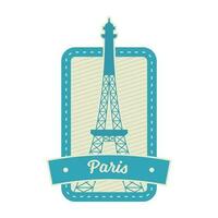 isolato eiffel Torre nel piazza telaio per Parigi francobollo o etichetta design. vettore