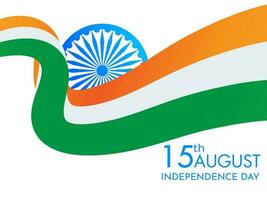 indiano nazionale agitando bandiera con Ashoka ruota illustrazione per 15 agosto, indipendenza giorno celebrazione concetto. può essere Usato come manifesto o modello design. vettore