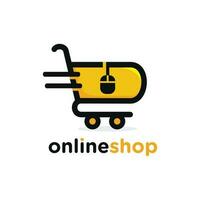 shopping carrello. in linea negozio logo design vettore