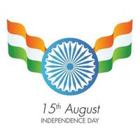 indiano nazionale agitando bandiera con Ashoka ruota su bianca sfondo per 15 agosto, indipendenza giorno manifesto design. vettore