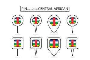 impostato di piatto perno centrale africano bandiera icona nel diverso forme piatto perno icona illustrazione design. vettore