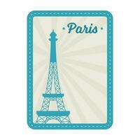 alzavola e grigio eiffel Torre con raggi sfondo per Parigi francobollo o etichetta design. vettore