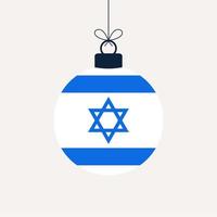 palla di Natale con bandiera israeliana. biglietto di auguri illustrazione vettoriale. buon natale palla con bandiera isolato su sfondo bianco vettore