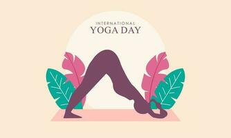 internazionale giorno di yoga illustrazione. yoga corpo posizione vettore