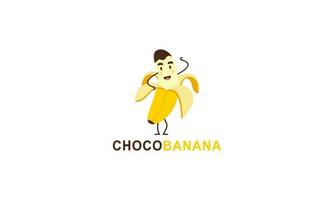 cioccolato Banana logo illustrazione con divertente personaggio vettore