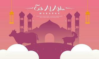 eid al adha bandiera design vettore illustrazione. islamico e Arabo sfondo per musulmano Comunità Festival