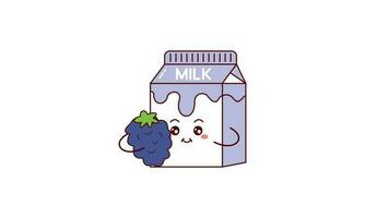 cartone animato latte. asiatico Prodotto. kawaii anime design. cartone animato stile vettore