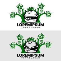 vegetariano hamburger logo design vettore