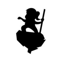 poco ragazzo icona logo in piedi nero silhouette vettore