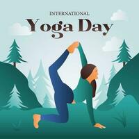 internazionale yoga giorno illustrazione inviare per sociale media e bandiera 1 vettore
