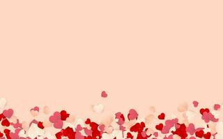 contento san valentino giorno sfondo, carta rosso, rosa e bianca arancia cuori coriandoli. vettore illustrazione