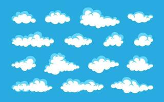 nube. insieme nuvoloso bianco astratto isolato su priorità bassa blu. illustrazione vettoriale