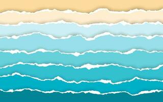 blu mare e spiaggia estate sfondo. strappato carta strisce. strappato squadrato orizzontale carta strisce. strappato carta bordo. vettore illustrazione