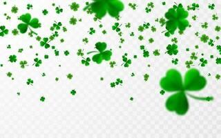 santo Patrick giorno confine con verde quattro e albero 3d foglia trifogli. irlandesi fortunato e successo simboli. vettore illustrazione