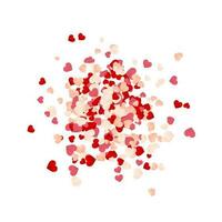 contento san valentino giorno sfondo, carta rosso, rosa e bianca cuori coriandoli. vettore illustrazione